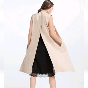 ZARA gillet vest Coat SUEDE EFFECT size S in pink-beige